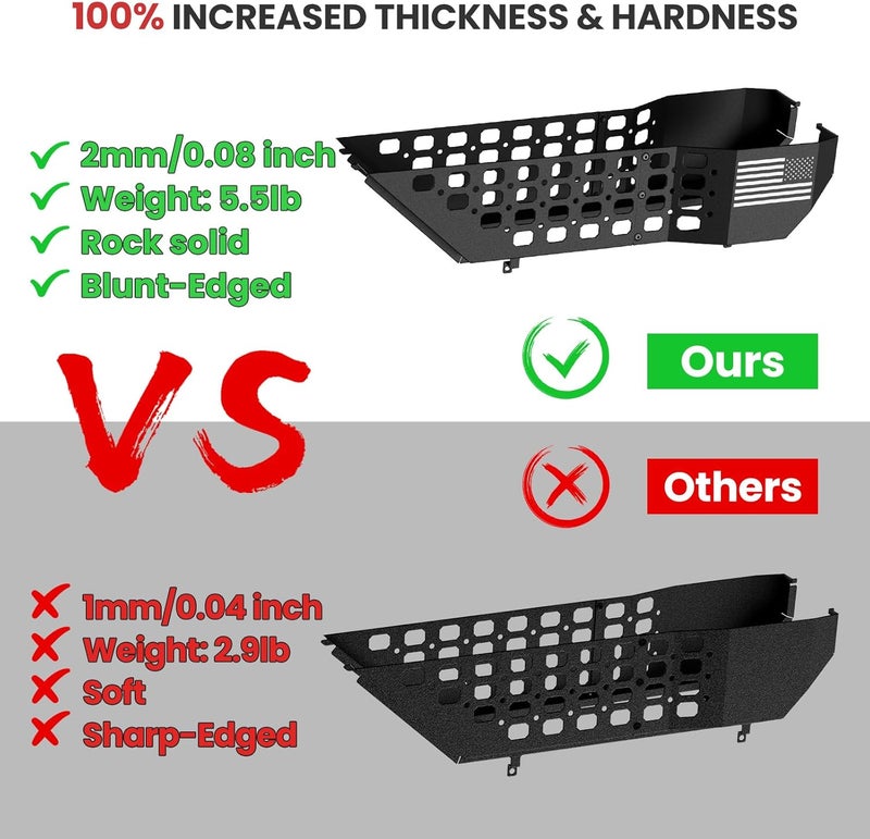 DIAMOOKY Metal Front Door Pocket Storage Box for Jeep Wrangler JL JLU 4XE 2018-2026 & Gladiator JT 2020-2023 2024 2025 2026 Accessories Door Storage Organizer Molle Panels (Not for Power Seats), 2PCS - Image 2